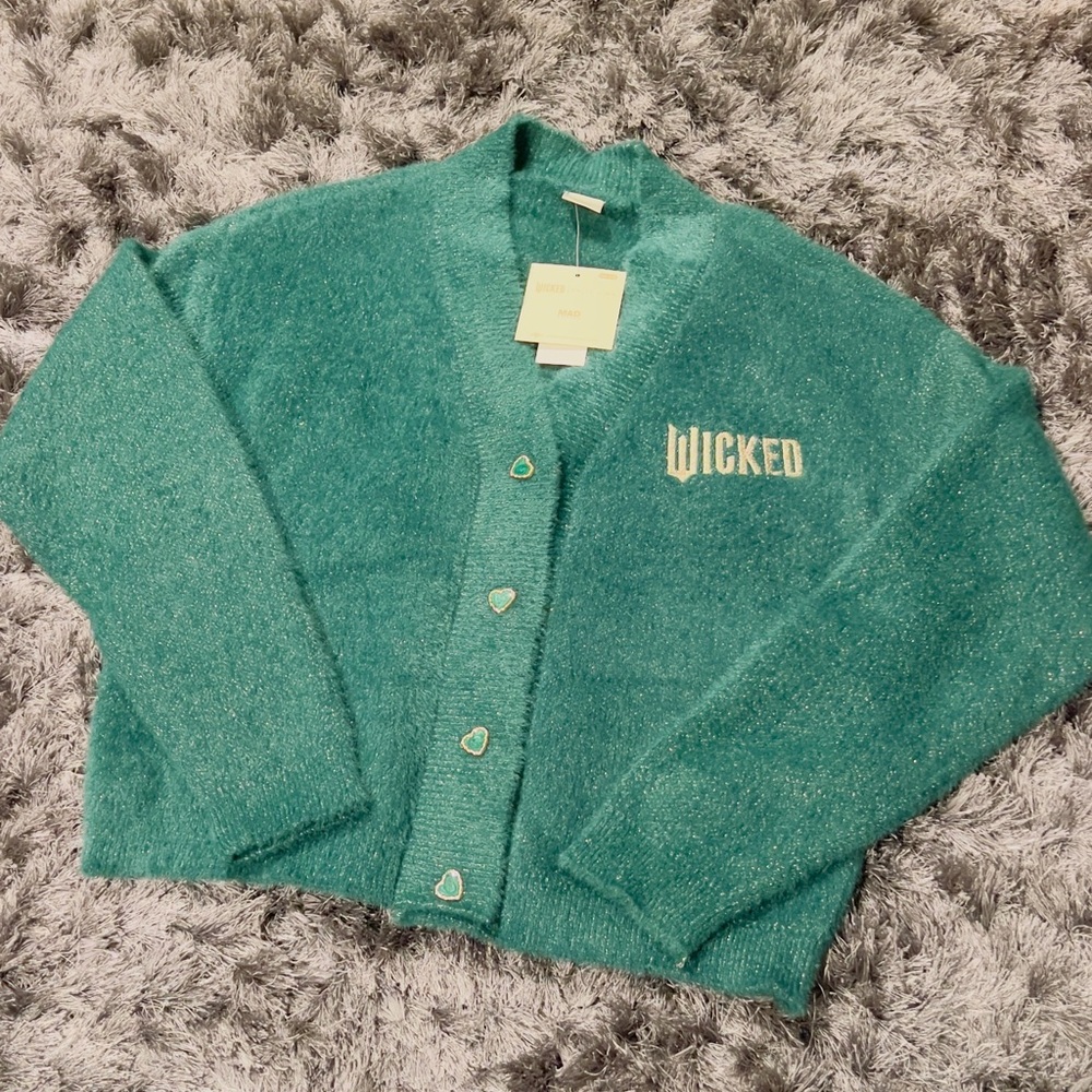 Wicked x Katie Kime Elphaba Emerald Green Fuzzy Cardigan